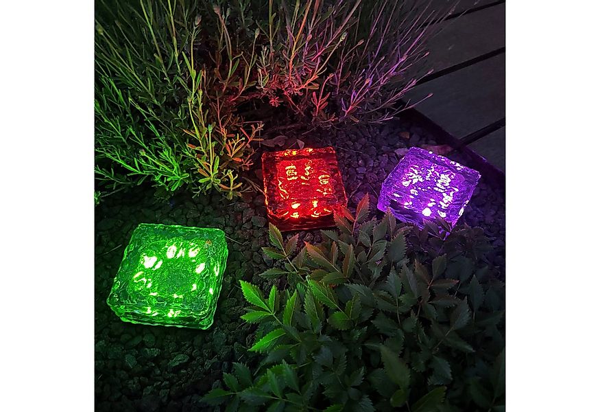 Online-Fuchs LED Solarleuchte 3 Steine aus Glas mit LED-Beleuchtung - Garte günstig online kaufen