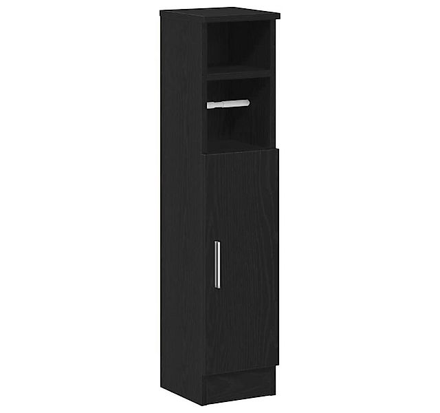 vidaXL Badezimmer-Set Badezimmerschrank mit Rollenhalter Schwarz 20,5x22x90 günstig online kaufen
