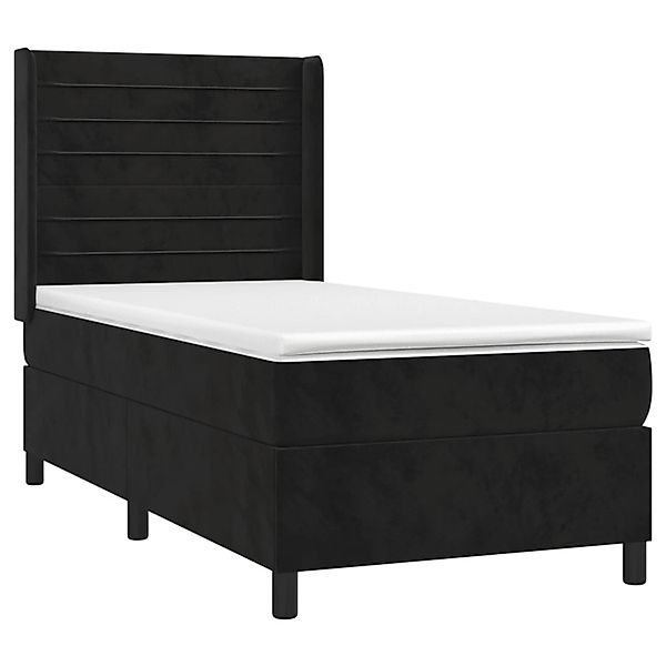 vidaXL Boxspringbett mit Matratze & LED Schwarz 90x190 cm Samt 3139597 günstig online kaufen