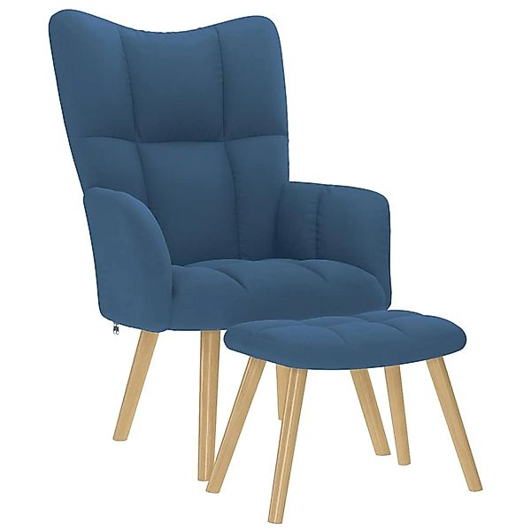 vidaXL Relaxsessel mit Hocker Blau Stoff 4016786 günstig online kaufen