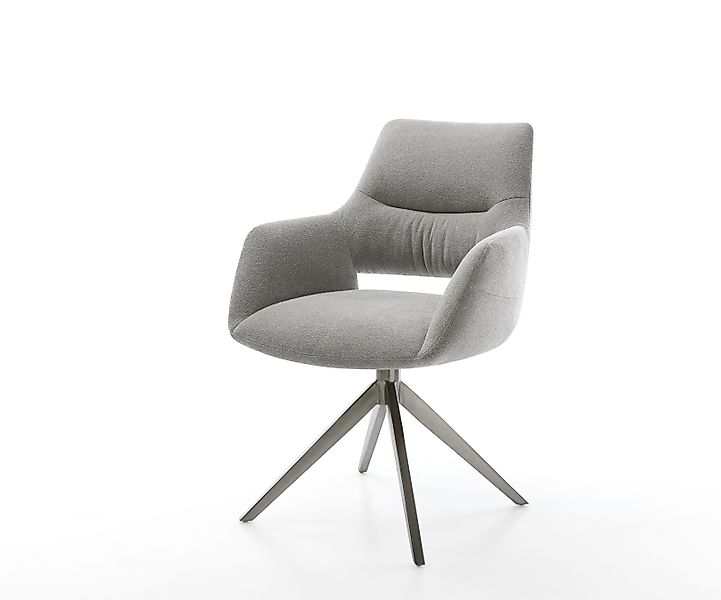 Drehstuhl Yago-Flex mit Armlehnen Strukturstoff Soft Grau Kreuzgestell brei günstig online kaufen