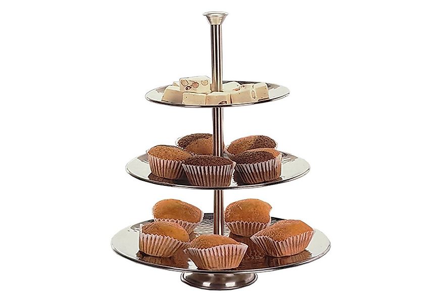 Mojawo Dekoschale Runde Metall-Etagere Servierregal 3-stöckig Silber Tischd günstig online kaufen