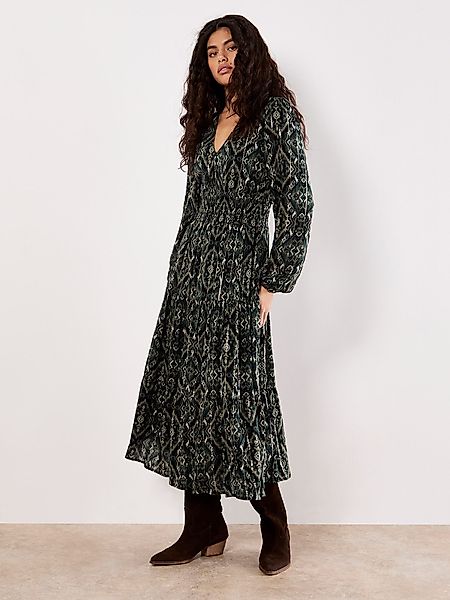 Apricot Druckkleid Midikleid, mit Ikatmuster günstig online kaufen