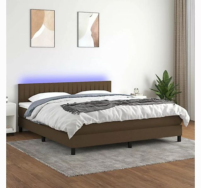 vidaXL Boxspringbett Boxspringbett mit Matratze LED Dunkelbraun 180x200 cm günstig online kaufen