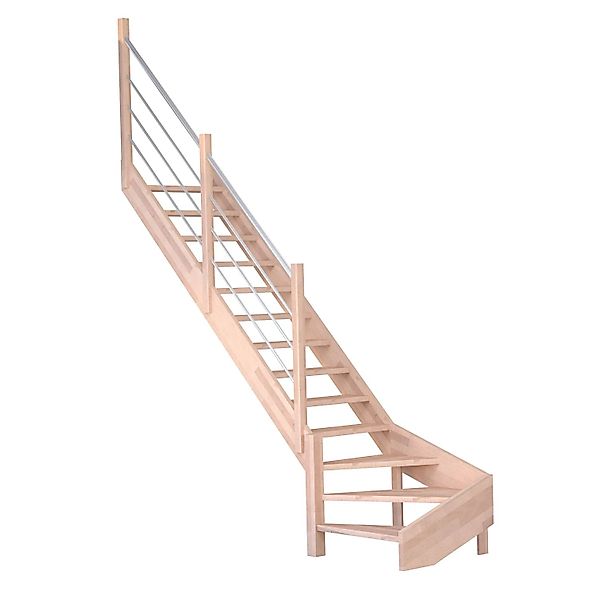 Treppe Mykonos Pro Buche Gew. L 90 cm Holz-Edelstahl-Geländer FSC® günstig online kaufen