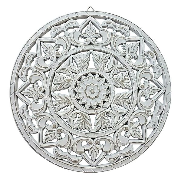 Meinposten Wanddekoobjekt Wandornament weiß shabby Ornament Wanddeko Ø 35 c günstig online kaufen