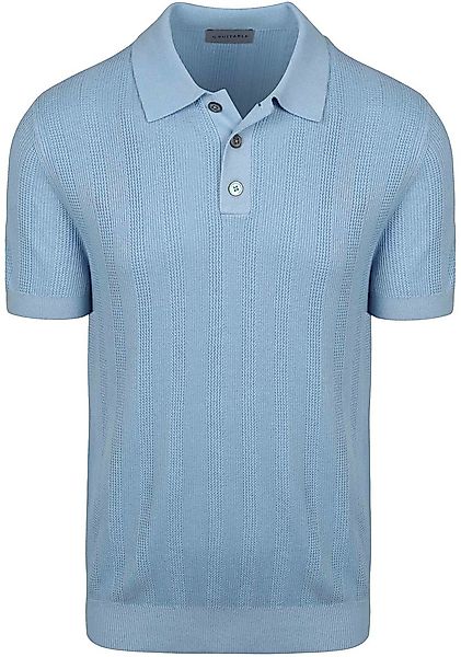 Suitable Knitted Jacquard Poloshirt Hellblau - Größe L günstig online kaufen
