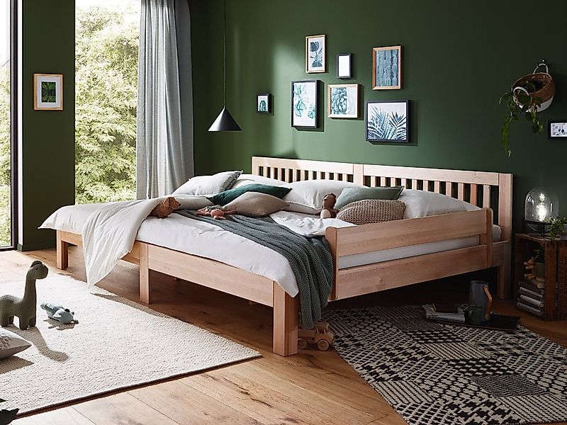 Massivholzbett Familienbett Como (Erle, unbehandelte oder weiße Oberfläche) günstig online kaufen