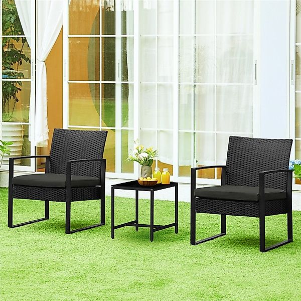 Yaheetech Balkonset, 3-teilig Polyrattan Sitzgruppe mit günstig online kaufen