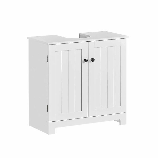 SoBuy Waschbeckenunterschrank mit 2 Fächern MDF Weiß 60 cm BZR18-II-W günstig online kaufen