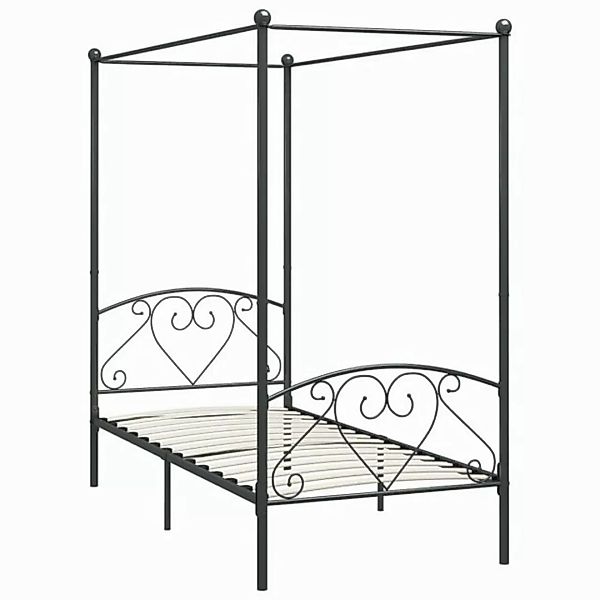 furnicato Bettgestell Himmelbett-Gestell Grau Metall 100 x 200 cm (1-tlg) günstig online kaufen