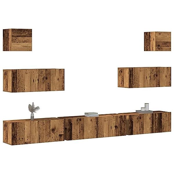 vidaXL Schrankmodule 7-tlg. TV-Schrank-Set Wandmontage Altholz-Optik Holzwe günstig online kaufen
