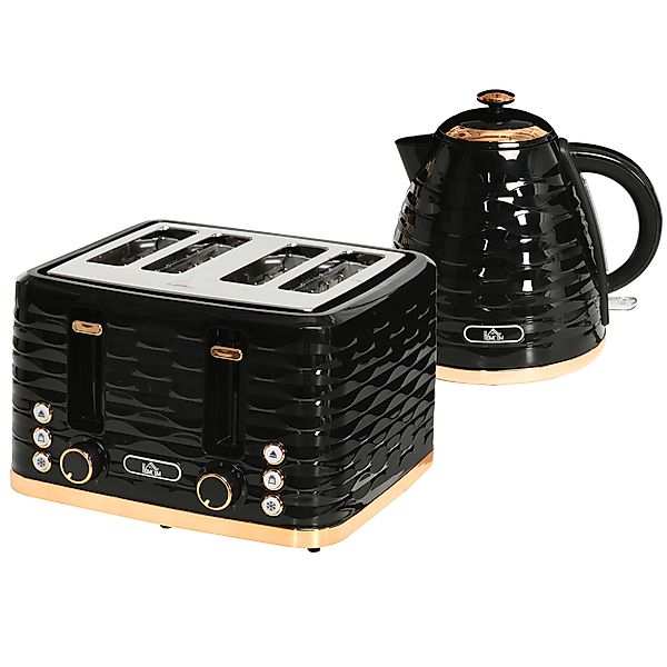 HOMCOM Wasserkocher Toaster Set Frühstück-Set mit 1,7L Wasserkocher, 4 Sche günstig online kaufen