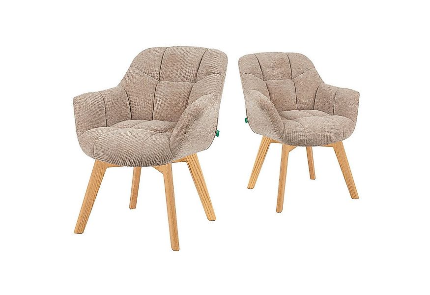 DUBI Möbel Polsterstuhl Mika-Nele 2er-Set, Eiche geölt, 360° drehbar im 2er günstig online kaufen
