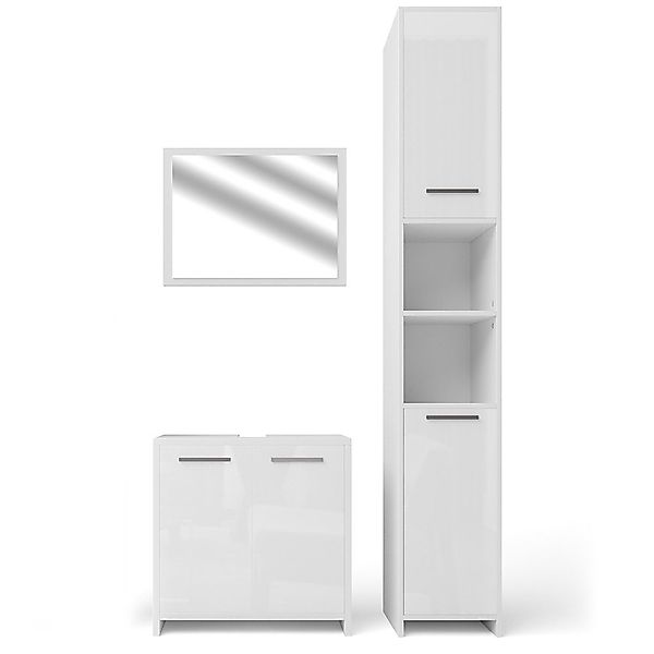 Vicco Badmöbel-Set Kiko, Weiß Hochglanz/Weiß, 3 günstig online kaufen