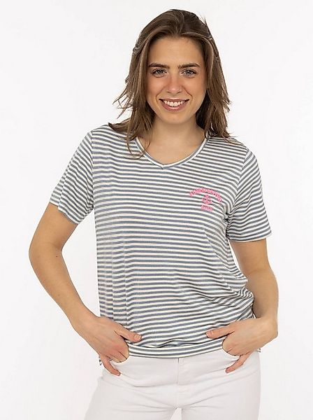 Zwillingsherz T-Shirt "Heimatgefühl" V-Neck, gestreift, kleines Motiv gesti günstig online kaufen