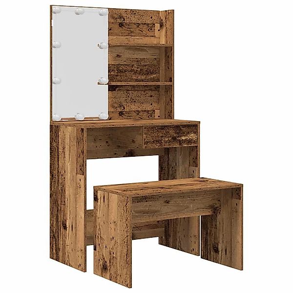 vidaXL Schminktisch-Set mit LED-Leuchten Altholz-Optik Holzwerkstoff 332918 günstig online kaufen