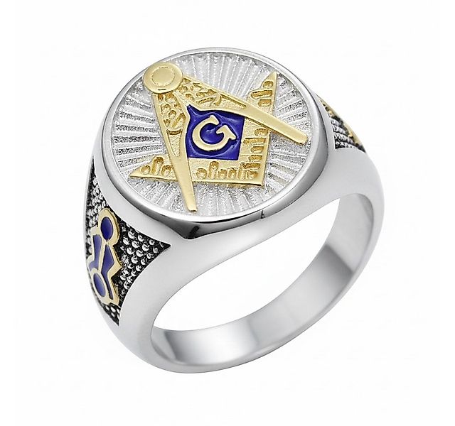Karisma Schmuck Fingerring Herrenring Edelstahl Emailliert Blau/Gold Freima günstig online kaufen