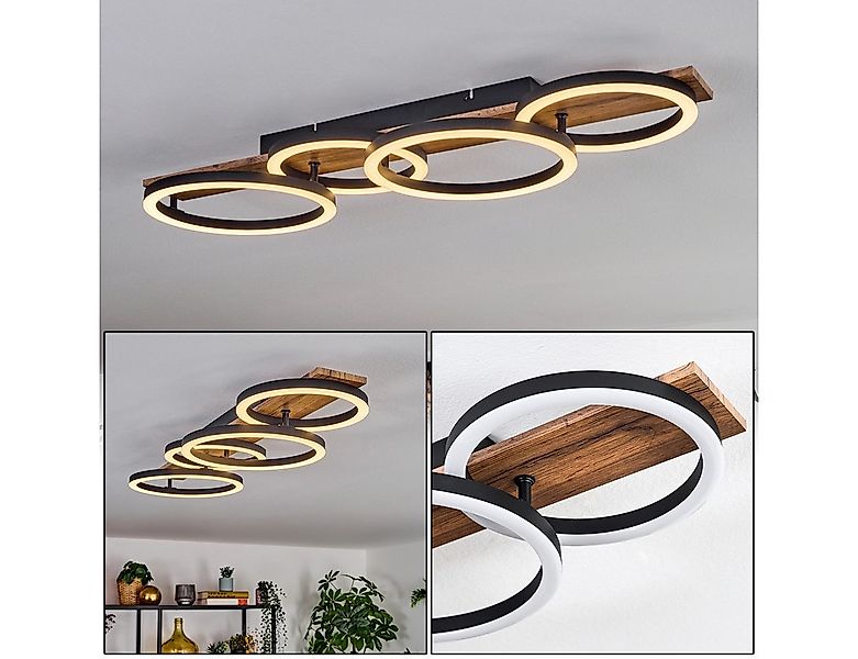 hofstein Deckenleuchte Deckenlampe aus Metall/Holz/Kunststoff in Schwarz/Br günstig online kaufen