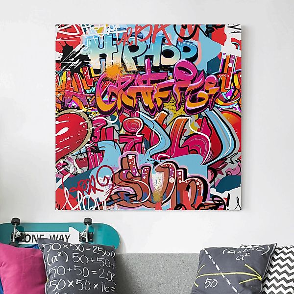 Leinwandbild - Quadrat HipHop Graffiti günstig online kaufen