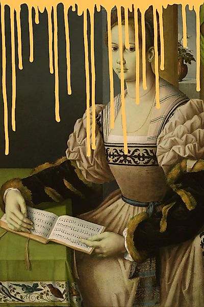 queence Acrylglasbild »Frau mit Buch und Farbklecks« Bilder von Frauen   Fo günstig online kaufen