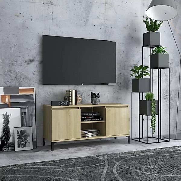 vidaXL TV-Schrank TV-Schrank mit Metallbeinen Sonoma-Eiche 103,5x35x50 cm L günstig online kaufen