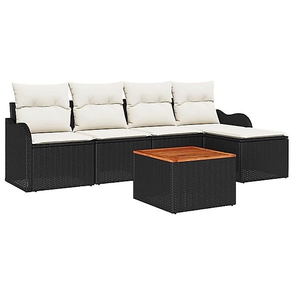vidaXL Garten-Sofa-Set 6-Tlg Schwarz Poly Rattan 3347439 günstig online kaufen