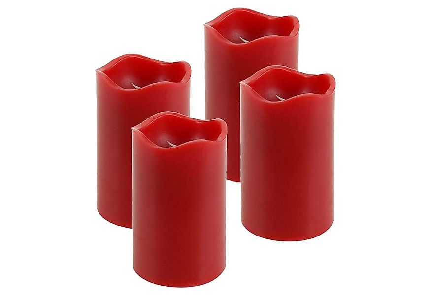 ToCi LED-Kerze 4er-Set LED-Kerze mit Timer Kerzenlicht Echtwachskerze Rot Ø günstig online kaufen