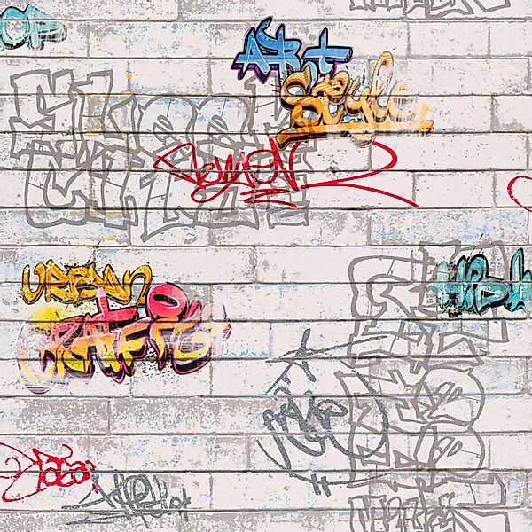 Bricoflor Graffiti Tapete für Jungenzimmer Coole Tapete in Steinoptik für J günstig online kaufen