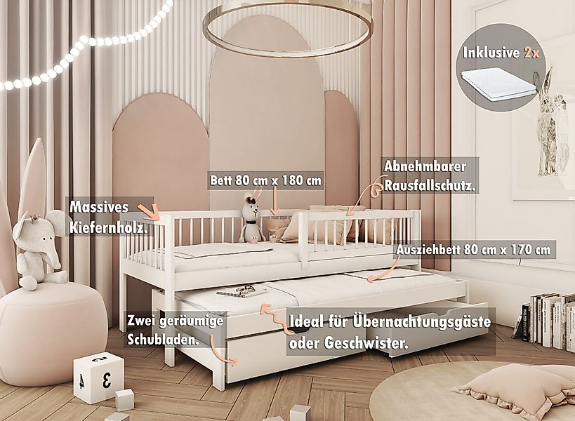 thematys Kinderbett mit zwei Schubladen und günstig online kaufen