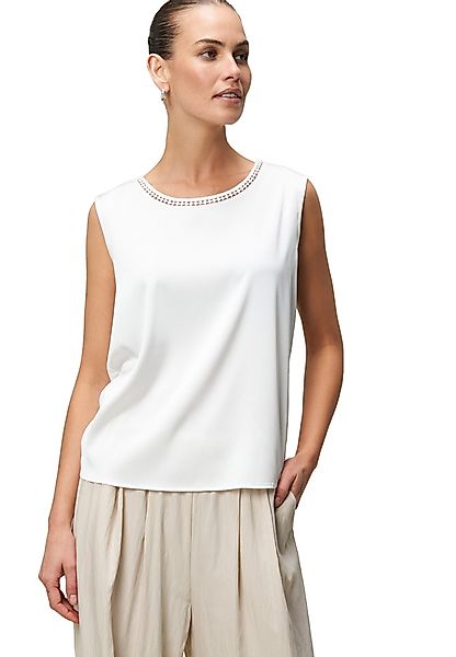 Zero T-Shirt "zero Damen Satinshirt mit Lochmuster am Ausschnitt", (1 tlg.) günstig online kaufen
