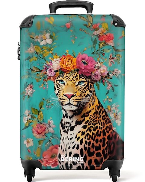 NoBoringSuitcases.com© Hartschalen-Trolley Leopard mit Blumenkrone auf günstig online kaufen