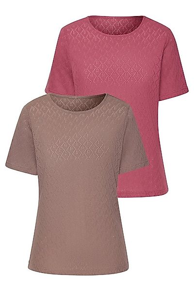 Vivance Kurzarmshirt mit modischem Ajour-Muster (2er-Pack) aus weicher Baum günstig online kaufen