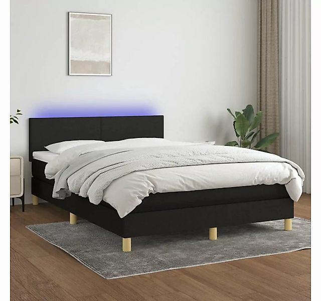 vidaXL Boxspringbett Boxspringbett mit Matratze LED Schwarz 140x200 cm Stof günstig online kaufen