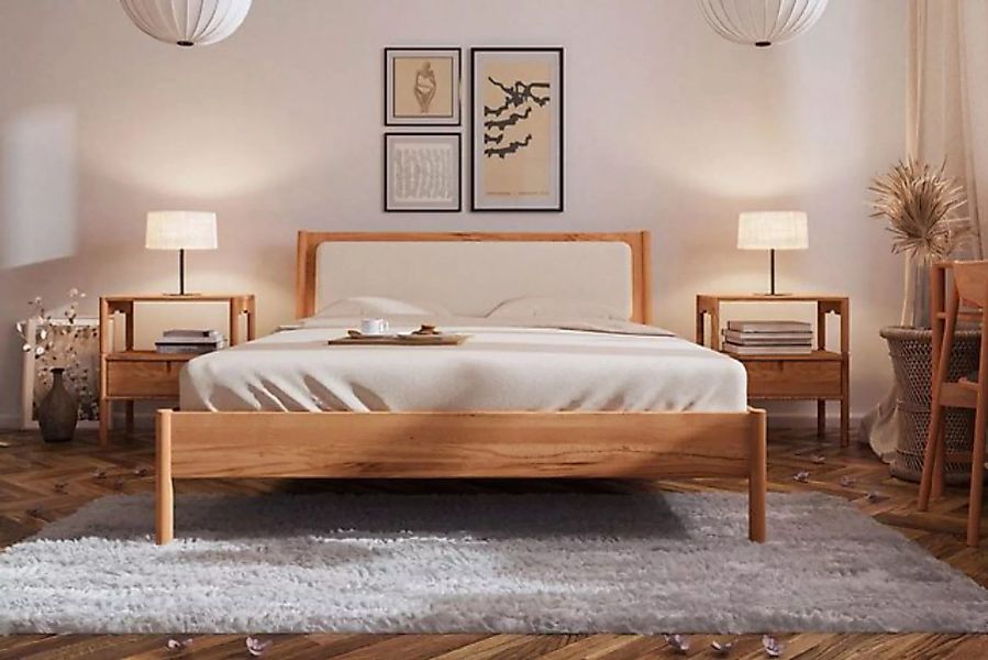 Natur24 Einzelbett Bett Zola 3 Kernbuche Sonderlänge 90x220 Polsterkopfteil günstig online kaufen