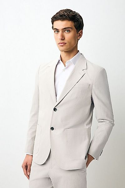 Next Sakko Slim Fit Seersucker-Anzugsakko mit Streifen (1-tlg) günstig online kaufen