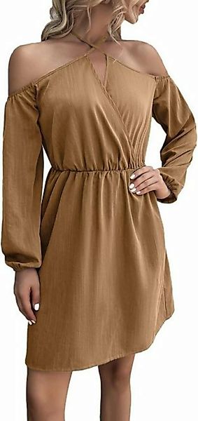 FIDDY A-Linien-Kleid Schulterfreies Kleid für Damen mit V-Ausschnitt und La günstig online kaufen