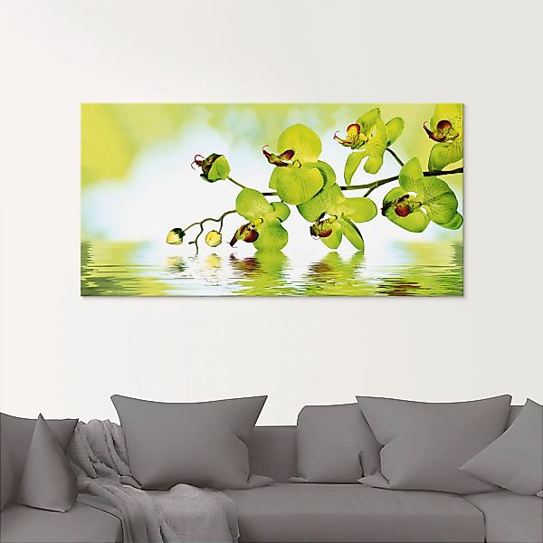 Artland Glasbild "Schöne Orchidee mit grünem Hintergrund" Blumen 1 Stk. tlg günstig online kaufen