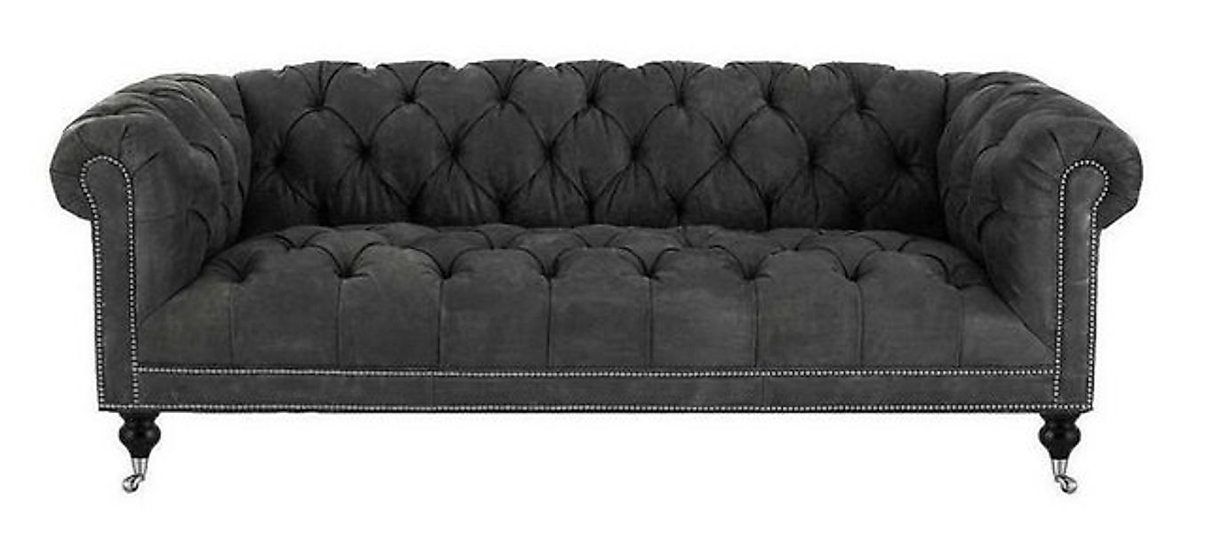 JVmoebel Chesterfield-Sofa Braun Dreisitzer Leder Sofa Möbel Samt Stoff Bra günstig online kaufen
