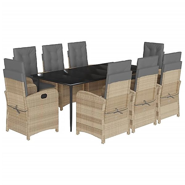 vidaXL 9-Tlg Garten-Essgruppe mit Kissen Beigemischung Poly Rattan 3212398 günstig online kaufen