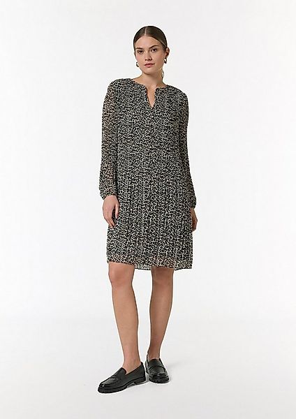 comma Minikleid Kleid Plissiertes Chiffon-Kleid mit Leo-Print günstig online kaufen