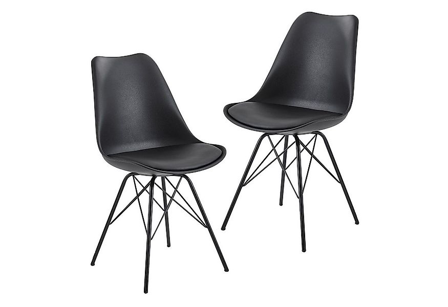 FINEBUY Esszimmerstuhl FB23289, Küchenstuhl 2er Set Schwarz Polsterstuhl Sk günstig online kaufen