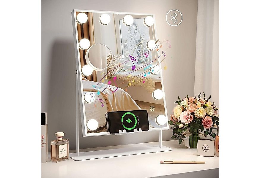 Dripex Schminkspiegel Kosmetikspiegel mit 12 LED 3 Lichtfarben Dimmfunktion günstig online kaufen