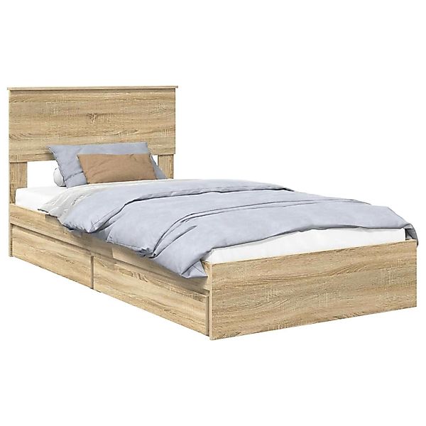 vidaXL Stauraumbett Sonoma-Eiche 100 x 200 cm Holzwerkstoff 3410828 günstig online kaufen