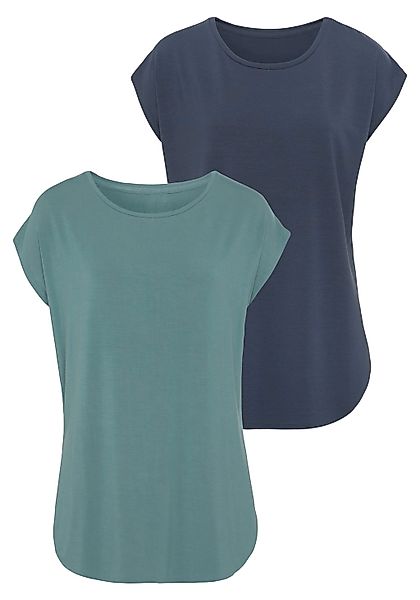 LASCANA Longshirt "mit stark gerundetem Saum", (2er-Pack), aus weichem Visk günstig online kaufen