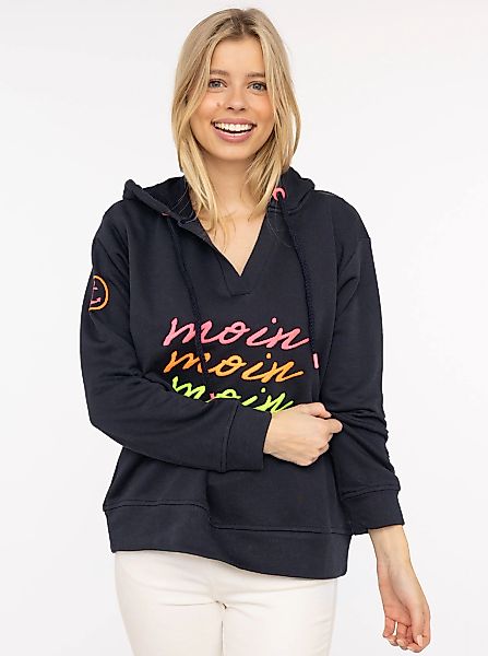 Zwillingsherz Hoodie ""Moin Moin Moin"", V-Ausschnitt, mit bunter MOIN Stic günstig online kaufen
