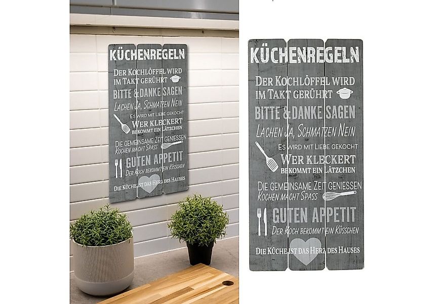 CEPEWA Kunstdruck Plankenschild Wandbild grau Shabby Küchenregeln, Küchenre günstig online kaufen