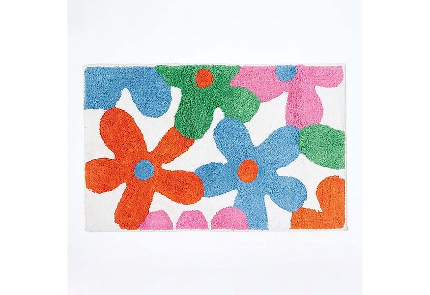 Homescapes Teppich Kinderteppich Bunte Blumen 100% Baumwolle, Höhe: 20 mm günstig online kaufen