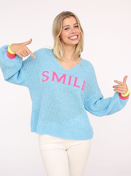 Zwillingsherz Strickpullover ""Smile"", Langarm, One Size, V-Ausschnitt, Ne günstig online kaufen