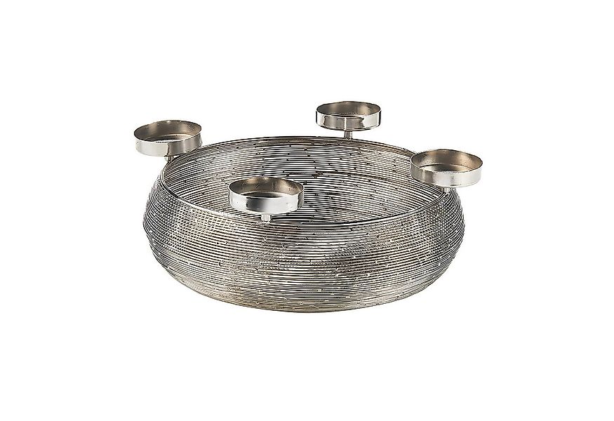 Kobolo Kerzenhalter Dekokranz rund aus Metall in silber für 4 Kerzen günstig online kaufen